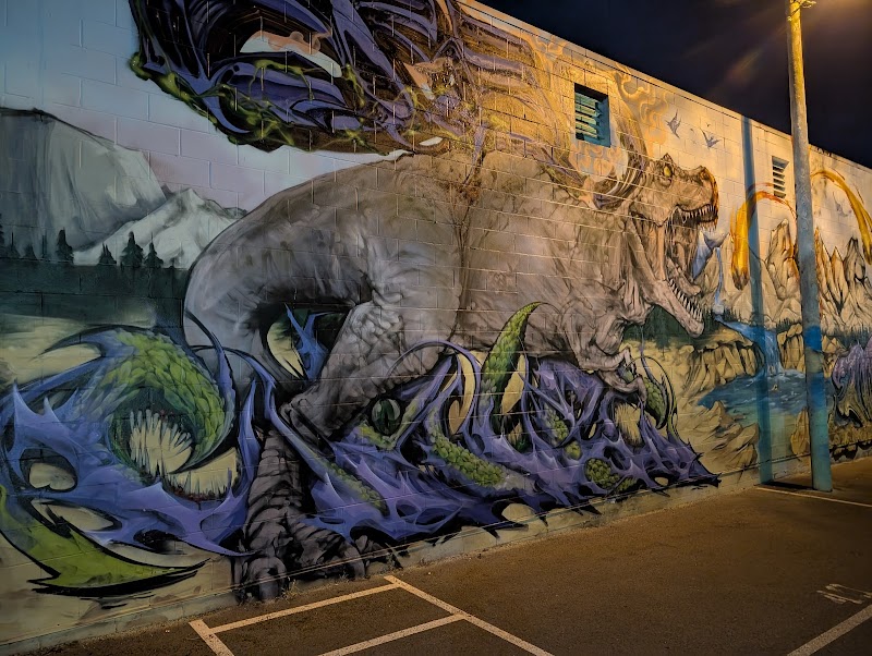 "The dinosaur mural" graffiti mural