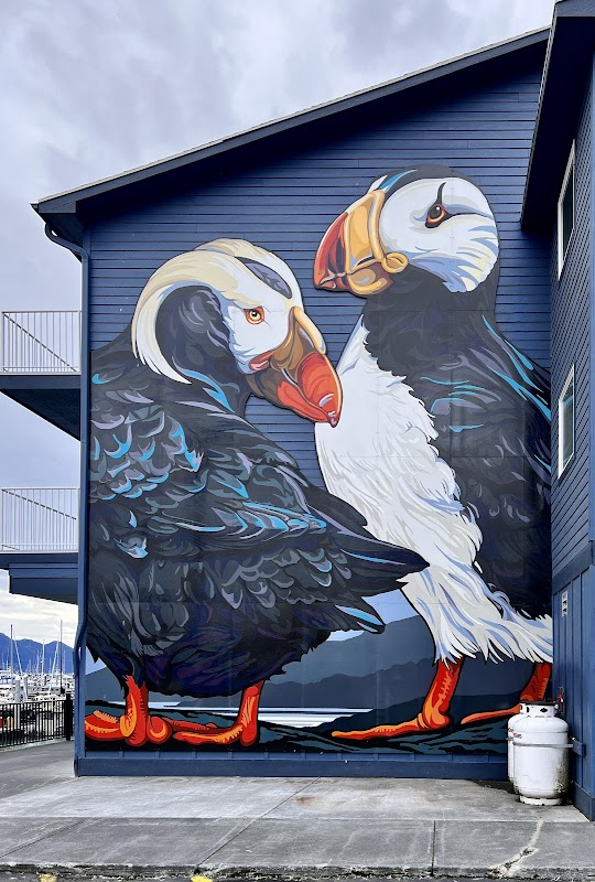 "Two Giant Puffins" Mural by Liza McElroy