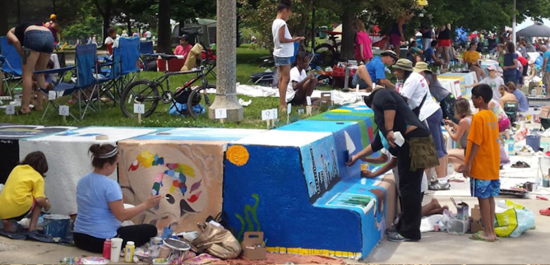 Artists of the Wall Painted Bench