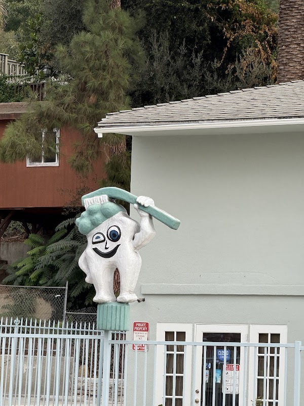 Tooth brushing itself statue