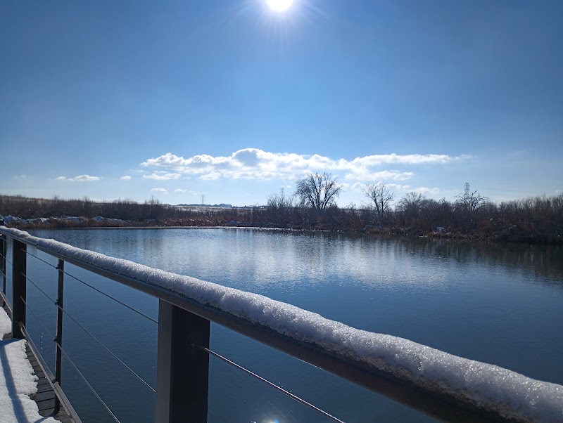 Floating wooden bridge