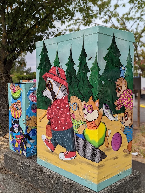 'River Trail Block Party' Utility Box Art by Carmel Mercado
