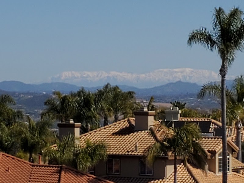 Viewpoint of seasonal snowy Mt. San Gorgonio and San Bernardino Mountains