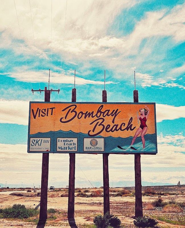 Visit Bombay Beach Road Sign