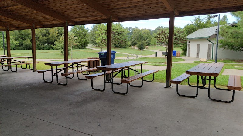 Community grills and picnic tables