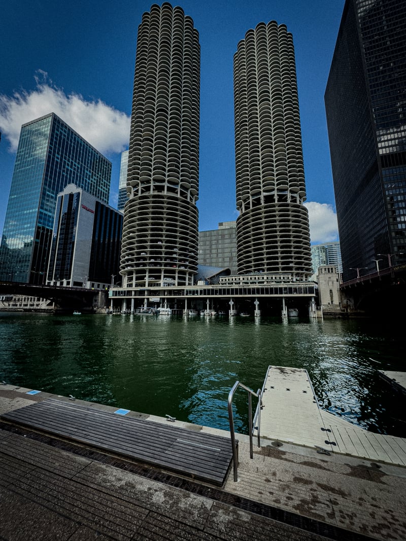Marina City from Chicago Riverwalk