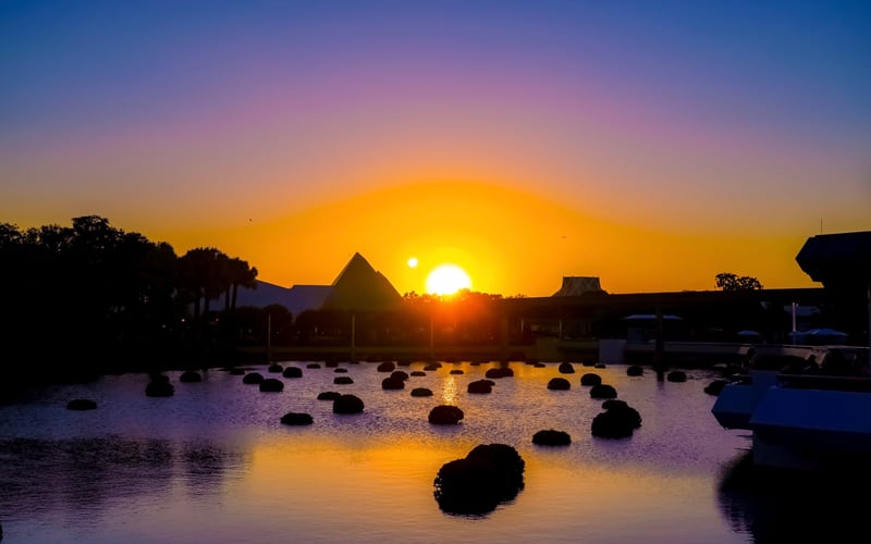 Epcot Imagination Pavilion Sunset View