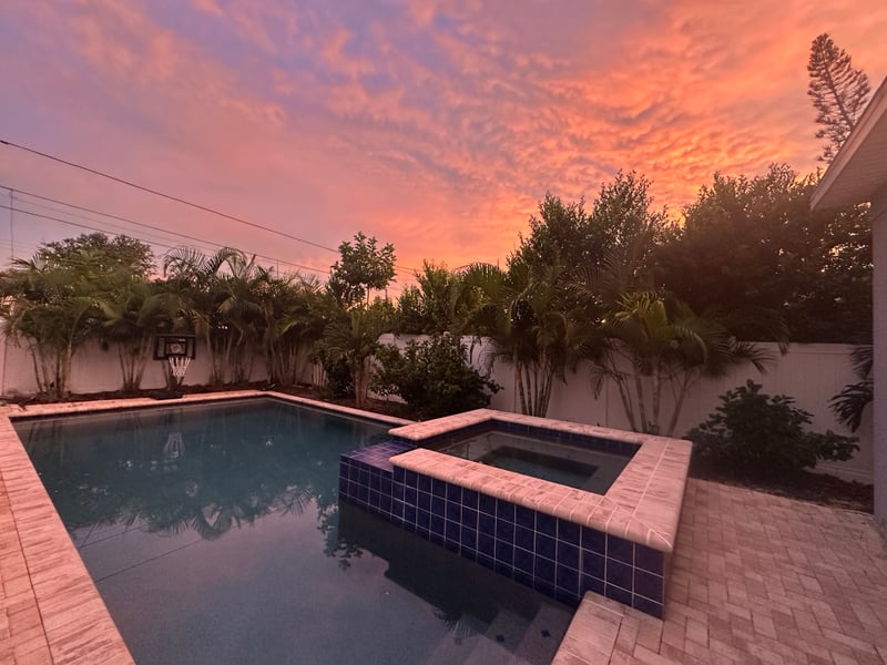 St. Petersburg Backyard Pool Sunset