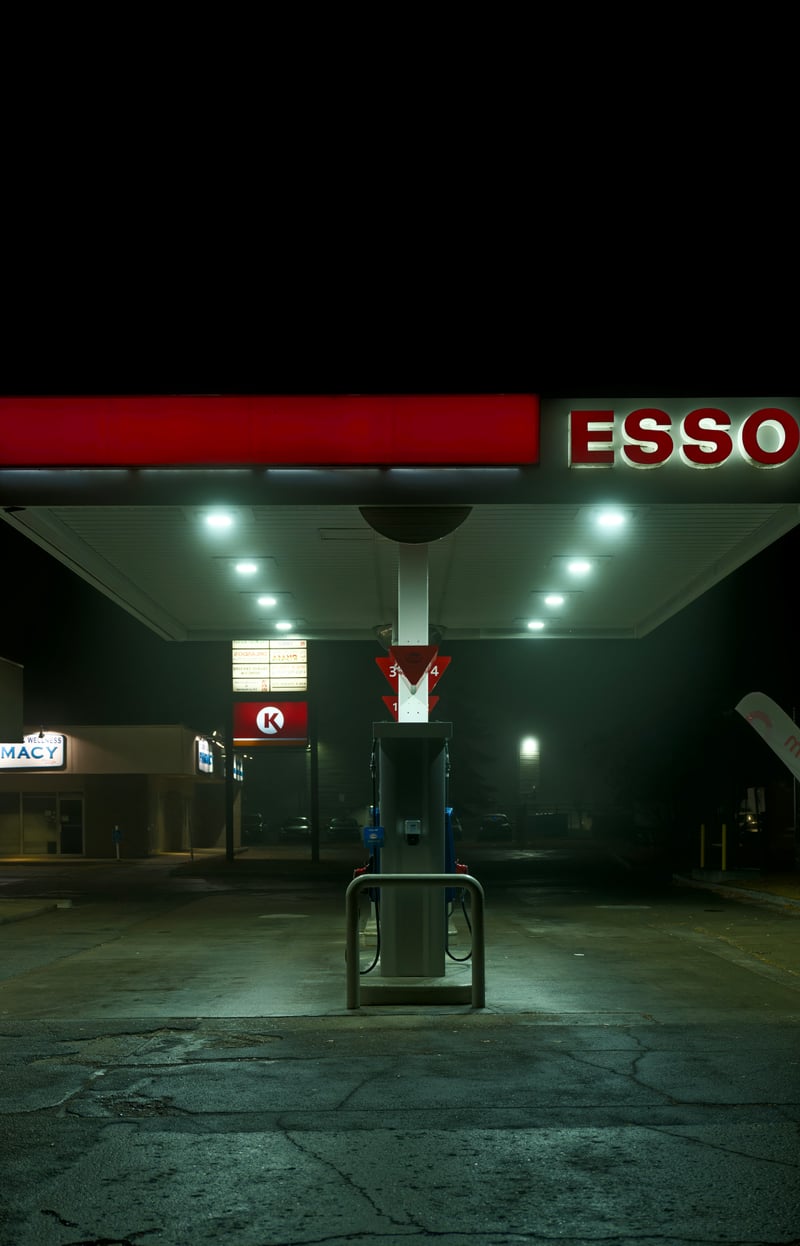 Esso Gas Station at Night