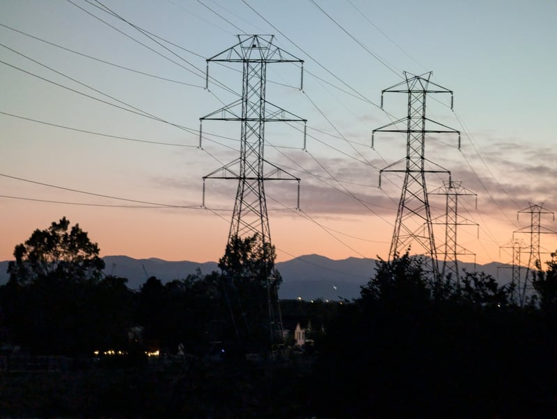 Aurora Power Line Sunset View